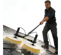Solar Panel Cleaning Brush, 25.6in Dual Head, Water Fed Pole Kit for High-Reach Photovoltaic Arrays & Rooftops, 3.6m Extension