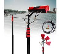 Solar Panel Cleaning Brush 30FT Telescopic Water Fed Brush for Windows, 50cm Brush Head, Brass Connector, 3-Way Split Joints Pure Water Cleaning System
