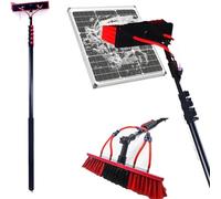 Solar Panel Cleaning Brush, Adjustable Water-fed Window Cleaning Kit, 30FT/9M Extendable Pole, Outdoor s Cleaner with Battery, Perfect for Solar Panels and