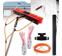 Solar Panel Cleaning Brush Kit - 180° Rotatable Brush Head with Water Fed Pole for Efficient Cleaning - Includes Gloves - 26.3ft Length for Window and Solar Panel Cleanin