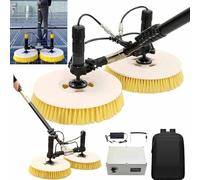 Solar Panel Cleaning Brush Kit, Adjustable Length 7.5M/24.6FT, Double Spin Brush Head, Water-Saving Mains Powered Outdoor Washing Tool