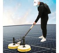 Solar Panel Cleaning Brush & Rod, 11.5Ft -24.6Ft Water Fed Pole Kit With Telescopic Pole, Electric Rotary Cleaning Brush, Solar Dual-Head Automatic Cleaning Brush,5.5M-Lithiumbatte,7.5M-Bothtwo