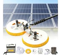 Solar Panel Cleaning Brush, Wide 65cm Dual Head Automatic Rotary System, Includes Telescopic Water Fed Pole Kit, Dual Power Source for Commercial and Residential PV Panels(8m,Lithium Battery)