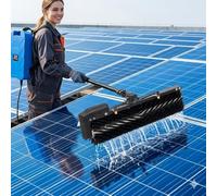 Solar Panel Cleaning Brush with 24ft Telescopic Pole, Water Supply System, Wet & Dry Clean for Roof PV Deep Cleaning