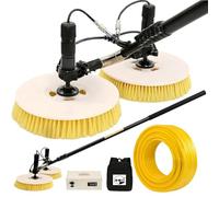 Solar Panel Cleaning Brush with Pole,Battery Powered Outdoor Solar Panel Cleaning Kit,25.5in Dual Head Water Fed Brush,Aluminum Telescopic Cleaner for Bird Droppings,Dust&Large PV Systems 7.5m/24ft