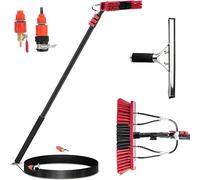Solar Panel Cleaning Kit 3.6-11m (12-36ft) - Extendable Aluminum Pole with Water Feed, 35cm (13.8in) Brush and Rubber Squeee for Effective Solar Maintenance