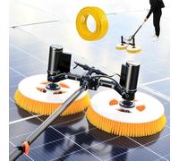 Solar Panel Cleaning Kit - Automatic Rotary Brush with Dual Heads, Solar Panel Cleaning Tool, Adjustable Extension Rod, Lithium Battery for Effective Roof and Window(Mains Electricity,7.5M)