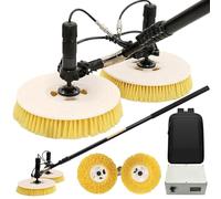 Solar Panel Cleaning Kit, Automatic Rotary Cleaning Brush, Dual Head Solar Panel / Roof Water Brush, Window Cleaner, Special Roof Water Brush with Adjustable Extension Rod,Mains electricity-5.5M