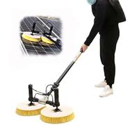 Solar Panel Cleaning Kit - Dual Rotating Brushes Extendable 3.5-7.5M Pole Battery & AC Powered Fast Water-Fed System for Roofs & Storefronts - Efficient Solar Maintenance