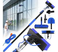 Solar Panel Cleaning Kit, Water Fed Pole Kit with 20Ft Extension Pole - 2 in 1 Window Squeegee & Cobweb Duster, Solar Panel & High Window Cleaning Brush Cleaner Tool (20FT with 50cm Brush)