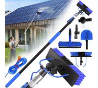 Solar Panel Cleaning Kit, Water Fed Pole Kit with 24Ft Extension Pole - 2 in 1 Window Squeegee & Cobweb Duster, Solar Panel & High Window Cleaning Brush Cleaner Tool