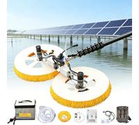 Solar Panel Cleaning Machine, High Efficiency Dual Head Cleaner with Full Pole Extension Kit, Designed for Mains and Portable Battery Power, Ideal for Solar Panel Arrays(3m,Lithium Battery)