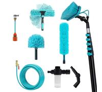 Solar Panel Cleaning Pole Set Telescopic With Adjustable Angle And Soap Dispenser Universal Hose Connector Suitable for Solar Panels Windows Roofs and Cars(Deluxe Edition,7.2m)