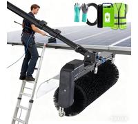 Solar Panel Cleaning Roller Brush, Photovoltaic Panel Cleaning Brush With Automatic Rotation Brush And Adjustable Water Pole | Includes Battery+10m Extension Hose + Accessories 3.5m/11.4ft