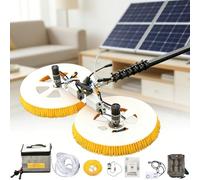 Solar Panel Cleaning Tool, Automatic Rotary Dual Head Design Includes Extendable Water Fed Pole, Dual Power Mode for Flexible Use on Residential Solar Installations(8m,Mains Electricity)