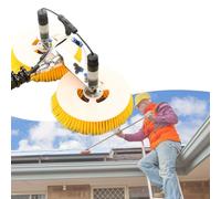 Solar Panel Cleaning Tool Electric Cleaner with 100cm Hose, Double Brush Head, Extendable Rod, Powerful Cleaning, 6m Total Length, for Outdoor Washing