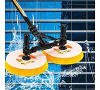 Solar Panel Cleaning Tool Photovoltaic Panel Cleaning Machine Handheld Electric Double-Head Automatic Cleaning Brush Adjustable Water Fed Window Cleaner(Mains Electricity,3.5M)