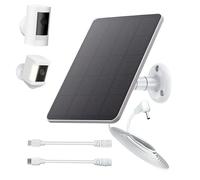 Solar Panel Compatible with Ring Stick Up Cam/Pro Battery, Outdoor Cam Plus, Spotlight Cam Plus/Pro, 4W 5V Solar Charger with 9.8ft DC Charging Cable, Micro USB & Type C Port, Adjustable Wall Mount