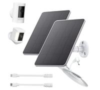 Solar Panel Compatible with Ring Stick Up Cam/Pro Battery, Spotlight Cam/Plus/Pro Battery, 5V Solar Panel Charger with 9.8ft DC Charging Cable, Micro USB & Type C Port, Adjustable Wall Mount (2 Pack)