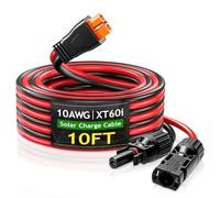 Solar Panel Connector to XT60i Connector Cable 3M/10ft, 10AWG Solar to XT60i Charge Extension Cable (Plug Female) Cables for RV Folding, Portable Power Station, Solar Generator