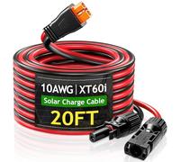 Solar Panel Connector to XT60i Connector Cable 6M/20ft, 10AWG Solar to XT60i Charge Extension Cable (Plug Female) Cables for RV Folding, Portable Power Station, Solar Generator