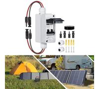 Solar Panel Disconnect Switch DC 400V 2 Pole Circuit Breaker Box IP65 Waterproof UV Resistant AC DC Isolation with Connector for Photovoltaic Array Off Grid(20A)