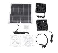 Solar Panel Dual Fan Kit, 12W 12V Powered Ventilation Fan for Outdoor | Stainless Steel ABS Build Monocrystalline Silicon Panel Detachable Design Low Noise Multi Wind Speed Indoor Outdoor
