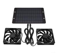 Solar Panel Fan Kit, 10W Solar Powered Fan, 12V Waterproof Dual Exhaust Fan, For Camping RV Greenhouse Pet House Chicken House