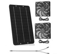 Solar Panel Fan Kit, Solar Powered Dual Fan Ventilation System 10W 12V Cooling Fan With Monocrystalline Panel For Pet House Greenhouse RV Camping(Dual fans)