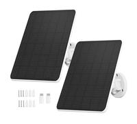 Solar Panel for Security Camera, 6W Solar Charger for Security Camera, Outdoor Camera, Doorbell and Outdoor Lighting with USB & USB-C Connection, IP65 9.8ft Cable, 360° Adjustable Bracket (2 Pack)