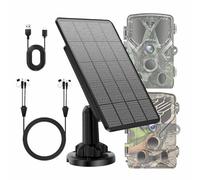 Solar Panel for Trail Camera, Solar Charger Kit Output 12V/1A 6V/1.5A with Built-in 5000mAh Rechargeable Lithium Battery, IP66 Waterproof Portable Outdoor Power Supply Kit for Wildlife Camera