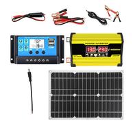 Solar Panel Kit - 12 Volt 18 Watt Solar Panel with Inverter Converter | Complete Network System with USB Ports, 12V 110/2 Waterproof Solar Charger, 220 V., Se référer au descriptif, Refer to