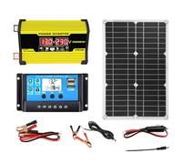Solar Panel Kit - 12 Volt 18 Watt Solar Panel with Inverter Converter | Complete Network System with USB Ports, 12V 110/2 Waterproof Solar Charger, 110 V., Se référer au descriptif, Refer to