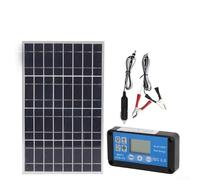 Solar Panel Kit 12V/24V Polycrystalline with 60A Waterproof Controller, 18V Battery for RV Boat Camping, Includes Battery Clips and USB Outputs(With 60A)