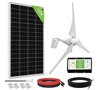 Solar Panel Kit 1360W 24V Wind System - 400W Wind Turbine Generator + 8 x 120W Monocrystalline Solar Panels, Generates 5.5Kwh/Day