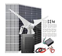 Solar Panel Kit, 1400W Solar Wind System: 10 x 100W Solar Panels + 400W Wind Turbine + MPPT Charge Controller + Brackets + Cables