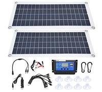 Solar Panel Kit 2x10W High Efficiency Portable Solar Charging Panel with Dual USB Ports for RV Boat Emergency Power Supply Monocrystalline Silicon 43.5x20cm