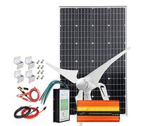 Solar Panel Kit - 500 Watt Solar Wind Generator with 200W Inverter, Includes 400W Wind Turbine and 100W Mono Solar Panel, Complete 12V System