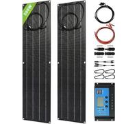 Solar Panel Kit, 500 Watt Ultra-Thin, 2X 250W 12V-24V ETFE Flexible Monocrystalline with 40A Controller, Ideal for RV, Caravan, Boat, Family Use