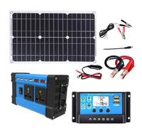Solar Panel Kit, Complete Camper Van Solar System with Dual Cigarette Lighter Outlets, 4 USB Ports, 2 Universal Sockets, Low/High Voltage Protection