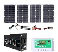 Solar Panel Kit ,Complete Solar Panel Kit, 100W Waterproof Folding Solar Panel And 6000W Solar Inverter, 12V Solar 50A Controller with Dual USB Boat RV Solar Power System Kit Can Use Anywhere,Black (