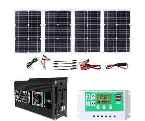 Solar Panel Kit ,Complete Solar Panel Kit, 100W Waterproof Folding Solar Panel And 6000W Solar Inverter, 12V Solar 50A Controller with Dual USB Boat RV Solar Power System Kit Can Use Anywhere,Black (