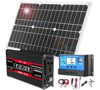 Solar Panel Kit ,Complete Solar Panel Kit, 18W 12V Complete Solar Panel Starter Kit with 30A Charge Controller And 4000W Premium Inverter, Complete Car Solar System for RV Off Grid Shed Camping,Red (