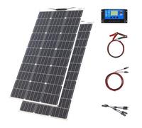Solar Panel Kit Flexible Monocrystalline Solar Panel Module 200W 20A 12V/24V Solar Charge Controller Solar Cable for Yacht,Boat,Off-Grid System,Camping,Balcony,Solar System,RV