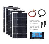 Solar Panel Kit System with Flexible Monocrystalline Modules for Motorhome, Boat, Tent, Car, Trailer, and 12V Battery Charging