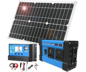 Solar Panel Kit with 500Watt Car Power Inverter/ 30A Pwm Charge Controller/ 18W Waterproof Solar Panel for Car RV Boat Motorcycle