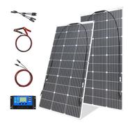 Solar Panel Module Flexible 200W 2pcs 100Watt 18V Flexible Solar Panel Kit 20A Controller, for Charging 12V Batteries Mobile Homes, caravans, Boats, Roofs（200）