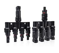 Solar Panel PV 1 to 4 T Branch Connectors PV Cable Coupler Combiner Connector Splitter Adapter M/FFFF and F/MMMM for Parallel Connection Between Solar Panels 1 Pair