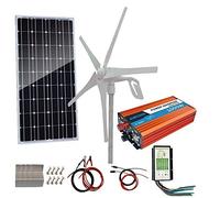 Solar Panel Wind Turbine Kit, 500W: 100W Panel, 400W Generator, 1000W Inverter (Peak 2000W) + Accessories for 12V Battery Charging