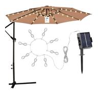Solar Parasol Lights - Solar Patio Umbrella Lights Outdoor with 8 Brightness Modes, LED Fairy Lights, LED Waterproof Solar Umbrella Lights for Patio Umbrellas, Camping Tents
